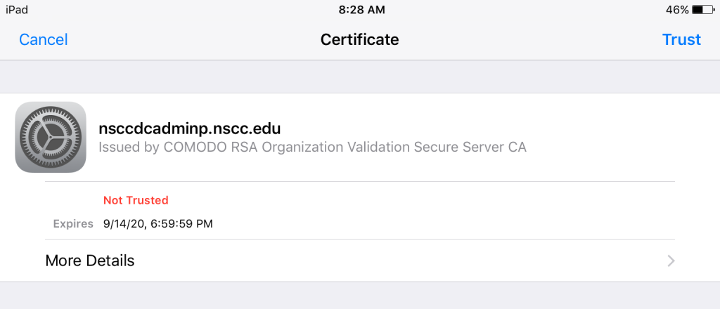 iOS Certificate Trust