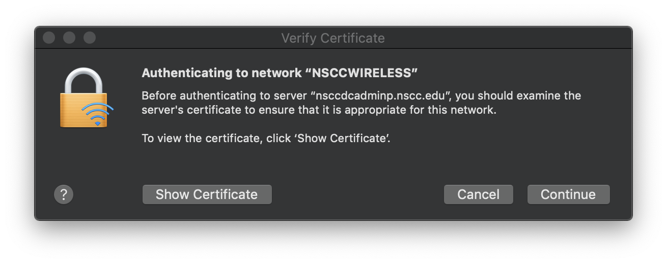 Mac Certificate prompt